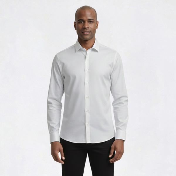 Mens Bill Blass Textured Stripe Modern Fit Dress Shirt - White alternate view